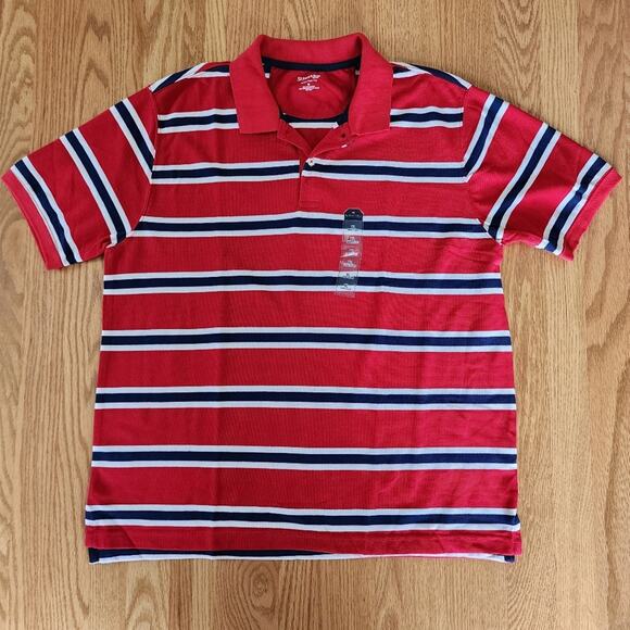 St John's Bay Striped Polo Shirt Blue Red White Size XL - Picture 1 of 7